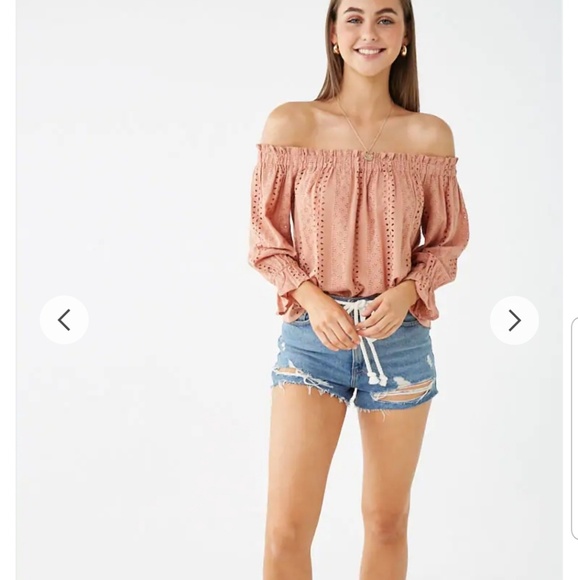 Blush Eyelet Off The Shoulder Top - Picture 3 of 7